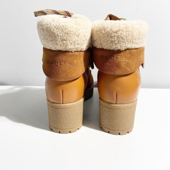 See by Chloé Women's Eileen Shearling Hiking Boots Sie 39 - Picture 5 of 9
